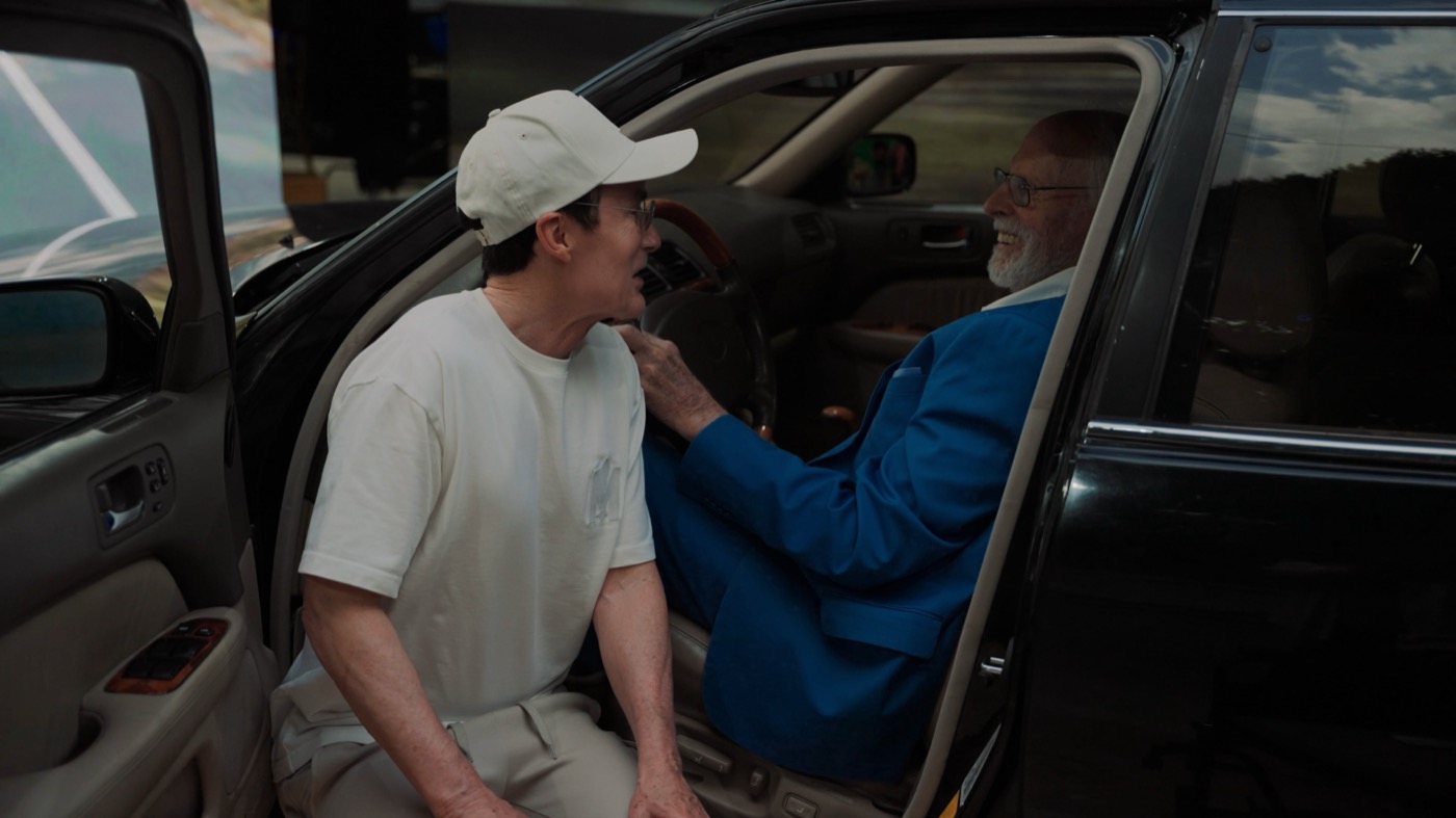 William Scoular directing Bruce Dern in the car on the Northbound soundstage